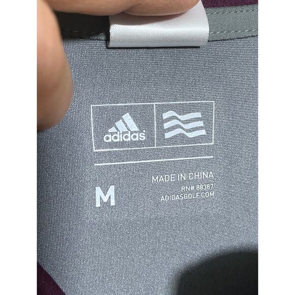 Adidas Golf Quarter Zip Pullover Jacket Jumper Maroon Gray Long Sleeve Mens M - Picture 6 of 8